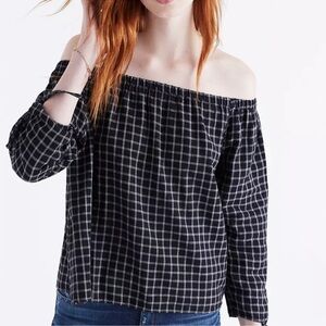 Madewell Women's Off the Shoulder Plaid Top